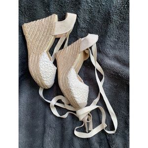 *never worn* White Crochet Platforms